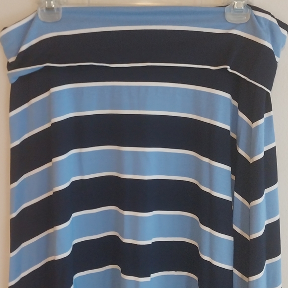 Gap Blue and White Stripe Maxi Skirt with Foldover Waist NWOT - Picture 6 of 7
